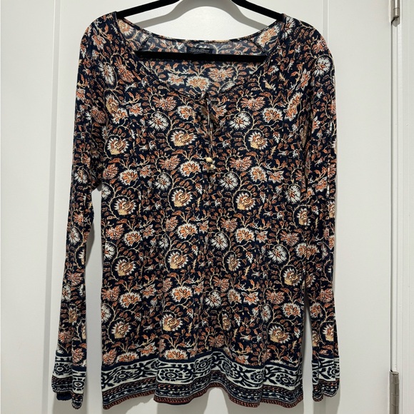 Ladies, lucky brand, long sleeve floral printed tunic size large - Picture 1 of 1